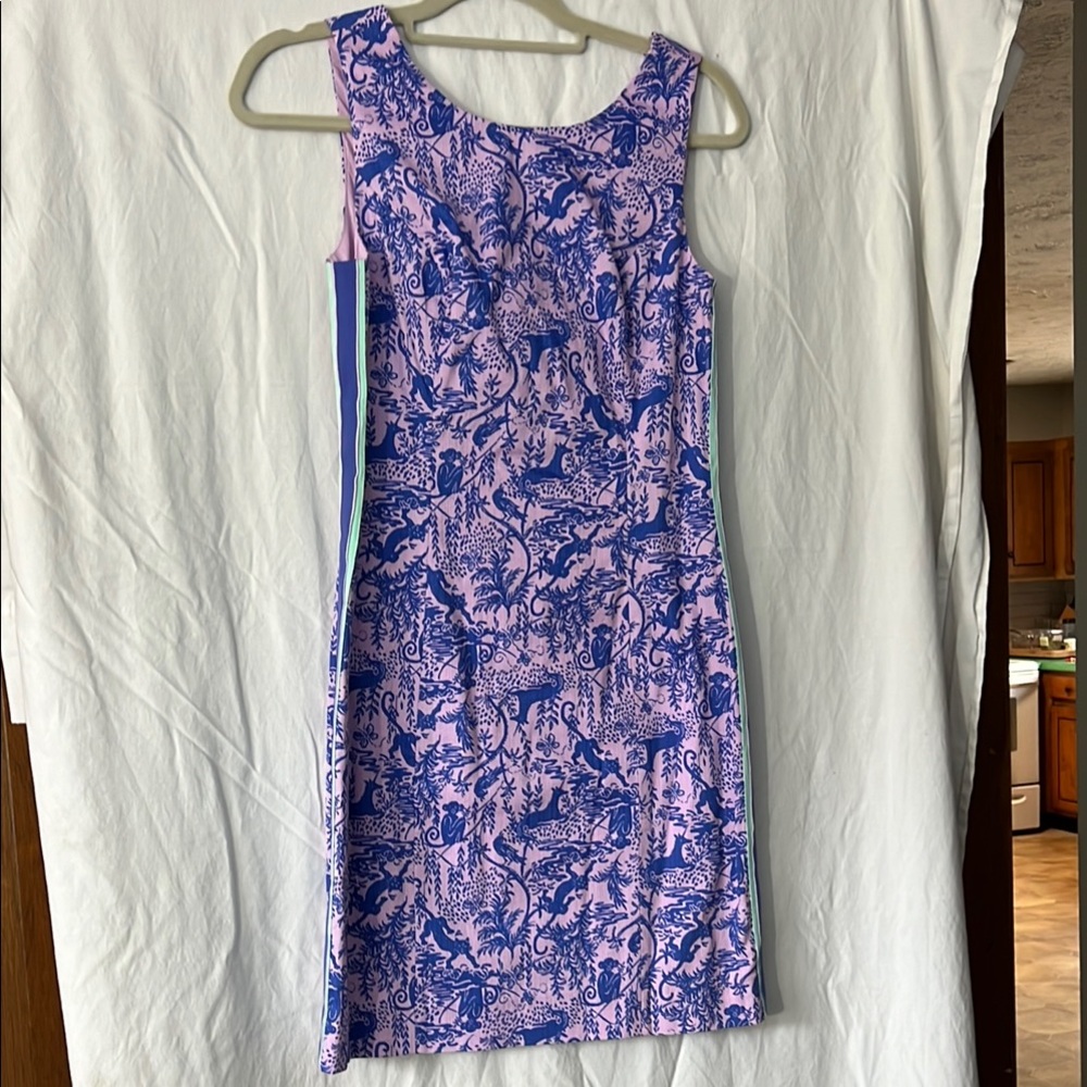 Lilly Pulitzer Mika Stretch Shift Lilac Freesia Safari as I can see